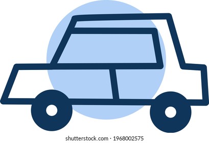 Blue vehicle, icon illustration, vector on white background