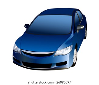 Blue vehicle vector isolated on white