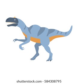 Blue Velociraptor Dinosaur Of Jurassic Period, Prehistoric Extinct Giant Reptile Cartoon Realistic Animal
