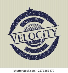 Blue Velocity distressed grunge stamp. 