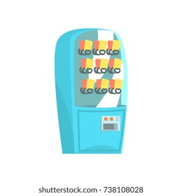 Blue vending machine, automatic seller cartoon vector Illustration