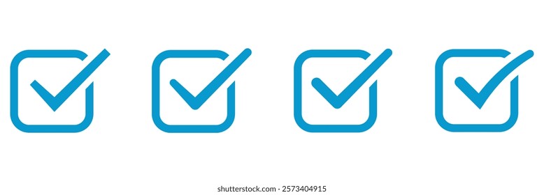 Blue verification check symbol. Blue check symbol in flat style. Tick symbol in blue color, vector illustration.