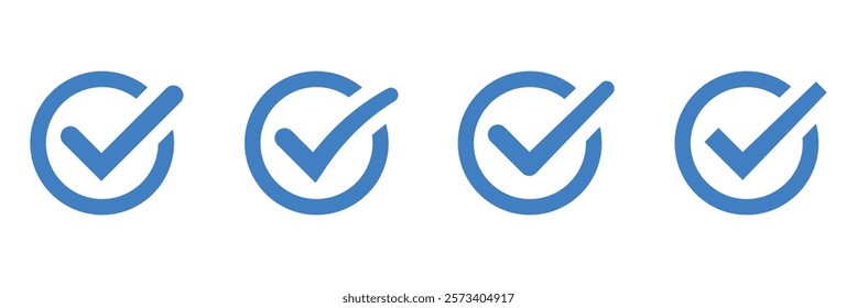 Blue verification check symbol. Blue check symbol in flat style. Tick symbol in blue color, vector illustration.