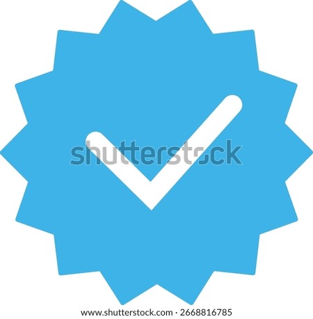Blue verification checkmark badge icon. Approved profile symbol for social media and online accounts. Vector graphic illustration. viber blue tick