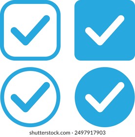Blue Verification Checkmark Icon Badge Set, Blue Verification Vector Icon Set. 