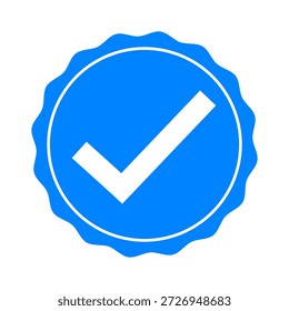
Blue verification logo. Verification icon with a check mark. Accepted and approved icon.