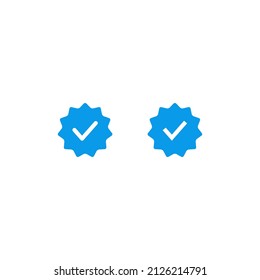 Blue Verified Badge Icon Vector. Tick, Check Mark Next to Social Media Profile Picture