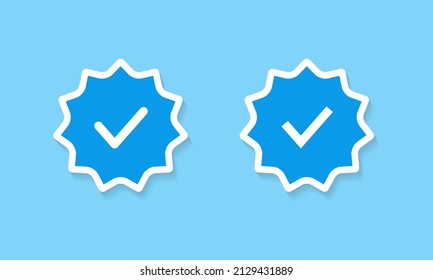 Blue Verified Badge Icon Vector In Flat Style