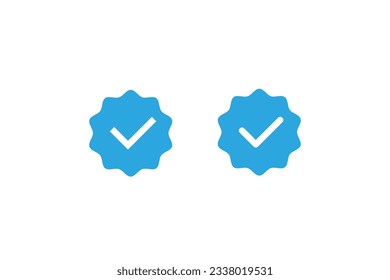 Blue Verified Badge Icon Vector. Tick, Check Mark Next to Social Media Profile Picture