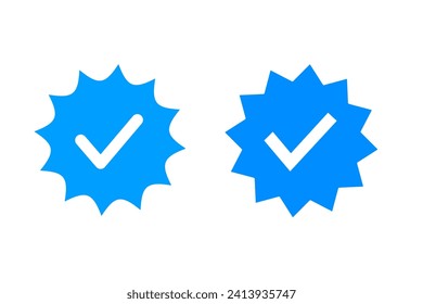 blue verified badge icon vector on white background.verified icon