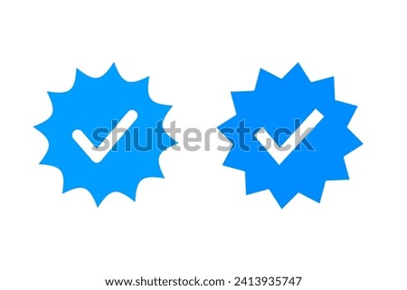 blue verified badge icon vector on white background.verified icon