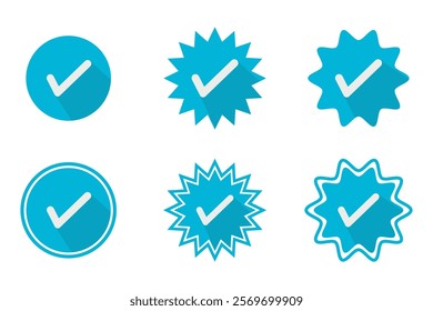 Blue verified badge icons vector Social media official profile account sign symbol