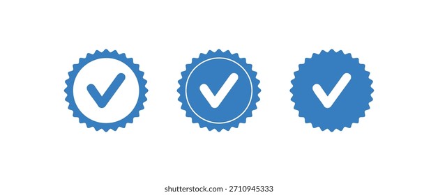 Conjunto de insignias de marca de verificación verificadas azules