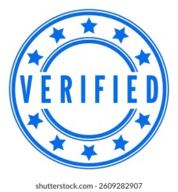 Blue Verified isolated round stamp, sticker, sign with Stars vector illustration