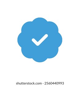 Blue Verified Social Media Account Icon Approved Profile Sign, Inspired By Social Media Verified, Vector Illustration