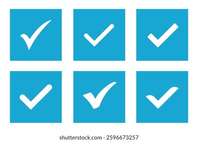 Blue verified social media account icon. Approved profile sign. Tick in rounded corners star. Top page logo. Check mark. safety person in web. Vector illustration.