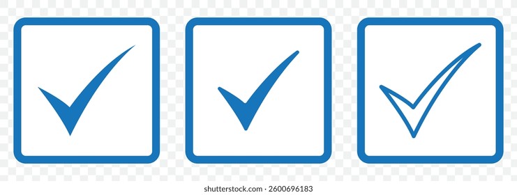 Blue verified social media account icon. Approved profile sign. Tick in rounded corners star. Top page logo. Check mark. safety person in web. Vector illustration. EPS 10.