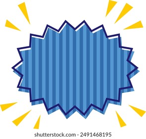 Blue version of striped jagged bomb misaligned speech bubble
