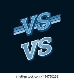 Blue Versus Logo. VS Symbol. Game Battle Vector Emblem. Competition and Fight Icon.  Struggle Concept.