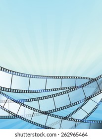 blue vertical background with retro filmstrip. vector illustration