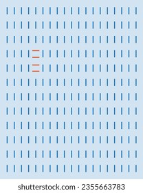 Línea de puntos vertical azul y cuatro líneas de puntos horizontales anaranjadas sobre fondo azul claro para bordado, textil, tela, alfombra, cubierta, papel, signo, fondo y más.