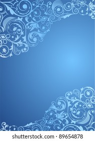 Blue vertical floral vector background.