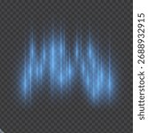 Blue Vertical Light Rays on Transparent Background, Realistic Shining Light Beam Effect, Abstract Blue Laser Light Stripes Illustration