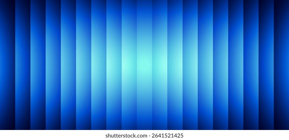 Blue vertical stripes with a bright central glow. Abstract gradient background for digital display, website, and commercial presentation. Vector graphics.