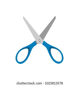 Blue very open scissors on a white background