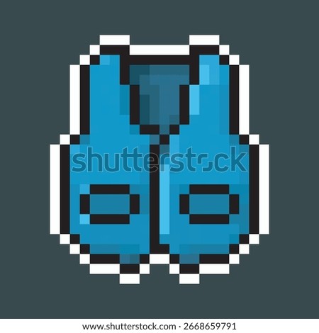 blue vest clothes in pixel art style