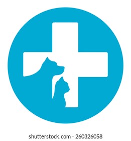 blue veterinarian medicine icon with pet for veterinary help