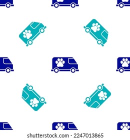 Icono de ambulancia veterinaria azul aislado sin fisuras en fondo blanco. Símbolo de la clínica veterinaria.  Vector