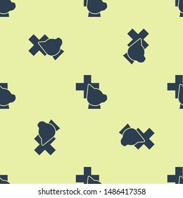 Blue Veterinary clinic symbol icon isolated seamless pattern on white background. Cross with dog veterinary care. Pet First Aid sign.  Vector Illustration