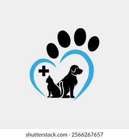 Blue Veterinary Dog Cat logo design