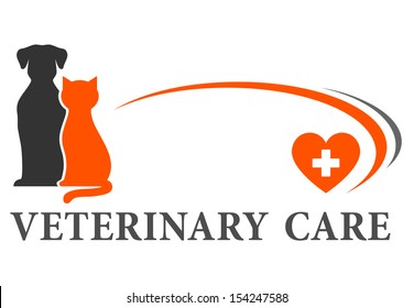 blue veterinary symbol with cross and pets