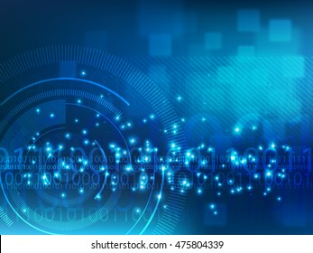 blue vetor background futuristic abstract with bright lights binary code