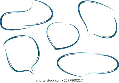 blue vibrant abstract speech bubbles set