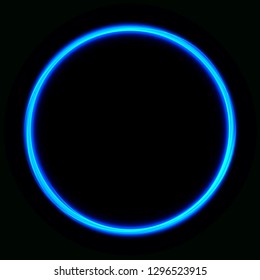 Círculo brillante de neón vibrante azul. Marco redondo colorido. Abstractas anillo brillante. Ilustración de trazo de Vector brillante para su diseño, Anuncio, anuncio.