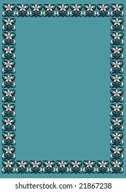 Blue victorian background with black-white framework (vector)