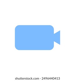 Blue video camera icon. Simple camera shape. Bright blue vector. Camera symbol design.