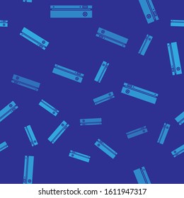 Blue Video game console icon isolated seamless pattern on blue background.  Vector Illustration