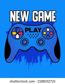 BLUE VIDEO GAME CONTROLLER ILLUSTRATION