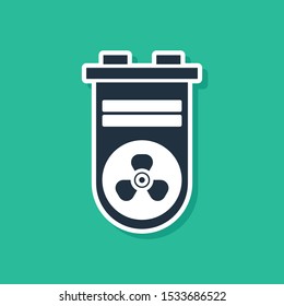 Blue Video graphic card icon isolated on green background.  Vector Illustration