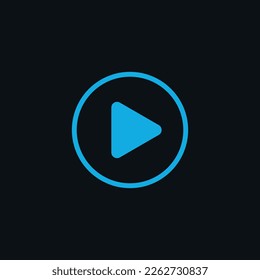 Blue video player flat icon isolated on gray background.