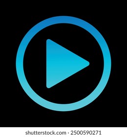 Blue video player vector flat icon on black background for websites and graphic resources.