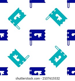 Icono de la bandera azul Viking aislado patrón sin fisuras en fondo blanco.  Vector