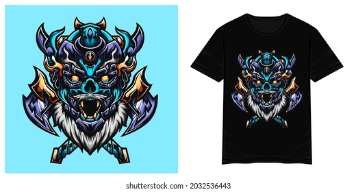 Blue viking prince vector tshirt illustration