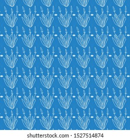 Blue vines and leafy coordinate seamless vector pattern editable and separable 