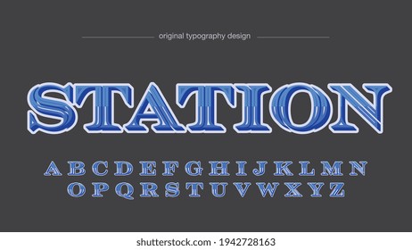 Blue Vintage 3D Label Artistic Font TypographyArtistic Font Typography