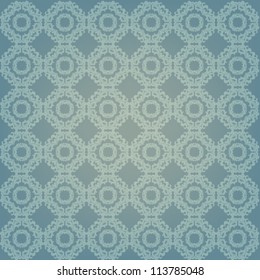 Blue vintage background with floral ornaments, seamless pattern
